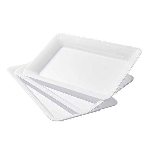 6-Pack 14" x 9" White Large Plastic Serving Trays, Reusable Servi...
