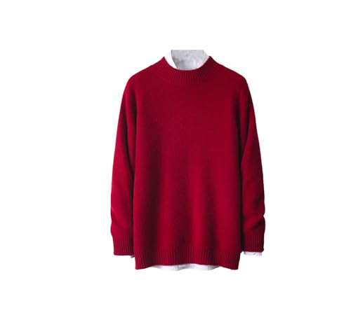 Men's Half High Neck Thick Pullover Jumper Solid Loose Sweater Casual Warm Long Sleeve Knit Sweater