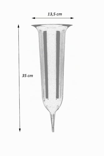 Tymar Grabvase, 2er-Pack, Friedhofsvase mit Erdspieß, Grabschmuck, Vase für Grab, Kunststoff (Graphit, ø 13,5 cm) – Ansicht 2