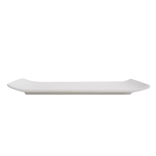 Plato rectangular de cerámica blanca 14x7 in (12 unidades) miniatura 3