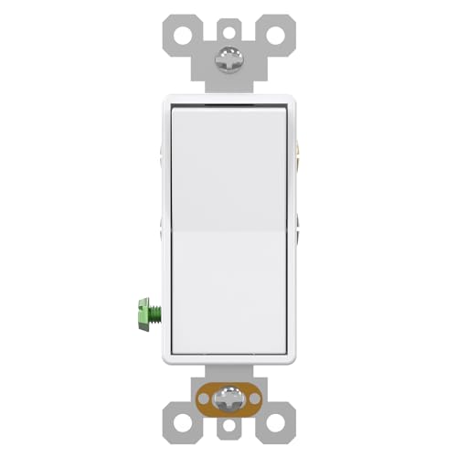 AIDA 1 Pack 4 Way Rocker Decora Light Switch, 15 Amp Self-grounding Electrical Light Switches, Residential Grade, UL Listed, Glossy White