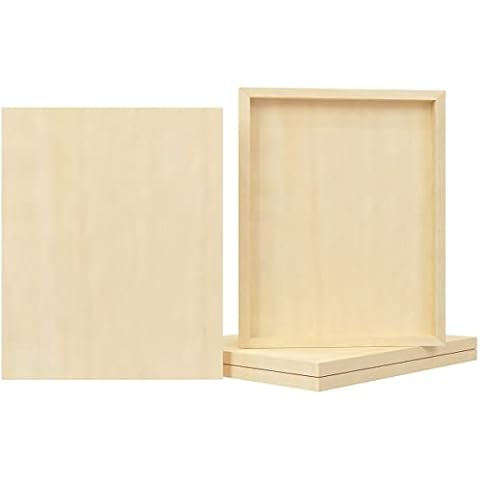Worown 4 Pcs 30 x 40 cm Wood Canvas Wood Canvas Panels, Wood Canvas Boards for Painting & Pouring Cover
