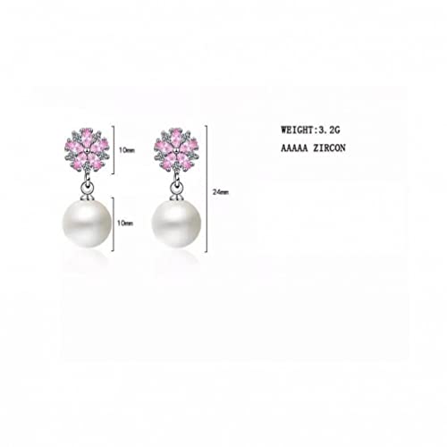 Boucles d'oreilles pétales roses en zircon cubique blanc pour femme
