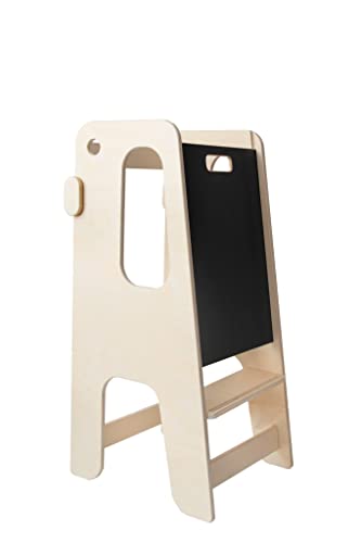 Torre de Aprendizagem Montessori 2 em 1 Madeira Natural - Método Brinquedos Montessoriano