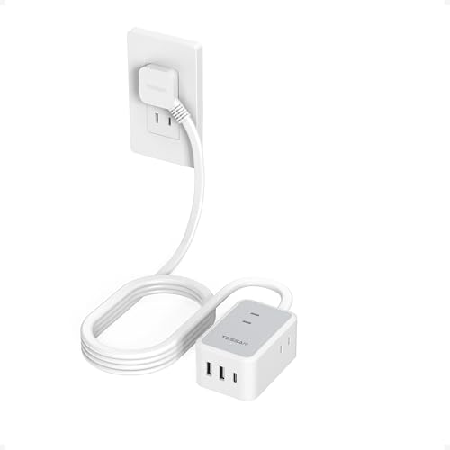 TESSAN 延長コード 3m 薄型 長い 電源タップ usb コンセントタップ たこあしコンセント テーブルタップ 3個AC 1個タイプC 2個タイプA マルチ 電源コード type-c タコ足配線 隙間 oa 卓上 壁掛 mini型 おしゃれ