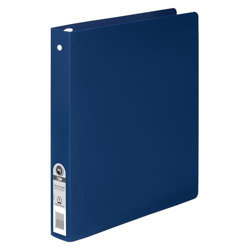 ACCO AccoHide Round Ring Binder, 8.5 x 11 Inches, 1 Inch Capacity, Semi-Rigid Cover, Dark Royal Blue (A7039712A)
