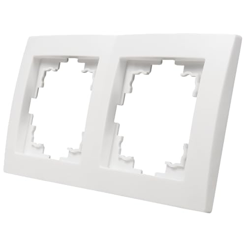 McPower Marco de 2 módulos | Flair | Doble marco para enchufes e interruptores, 152 x 81x 10mm blanco mate