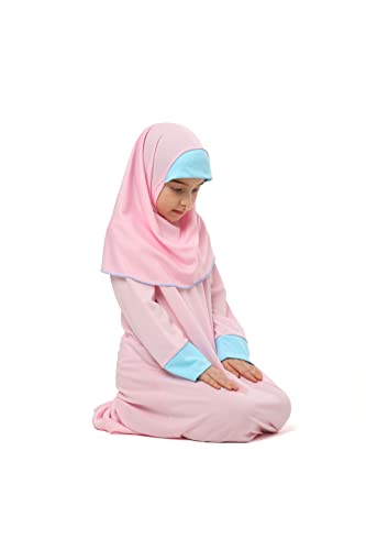 Girl's Prayer Islamic Dress Flower Printed Sleeve Cuffed Prayer Set for Muslim Girls3