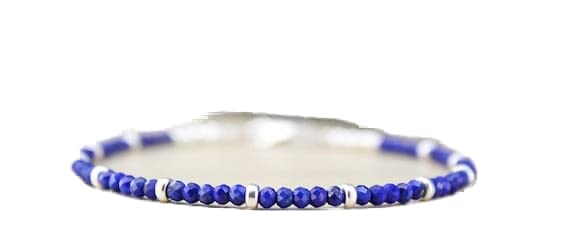 Bracelet lapis-lazuli 3mm LKBEADS avec fermoir argenté LCBR-4112