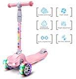 YX Scooter for Kids Toddlers Scooter 3 Wheel Scooter for Boys Girls 4 Adjustable Height Lean to Steer with PU Flashing Wheels Kids Foldable Scooter for Children from 3 to 12 Years Old