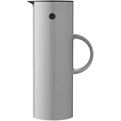 Stelton EM77 Vacuum Jug - Double-Wall Insulated Pitcher - Hot or Cold Drinks - Tea & Coffee Server Pot with Glass Insert, Magnetized Rocker Stopper, Screw Cap, Nostalgic Design Light Grey, 1.5 litres Cover