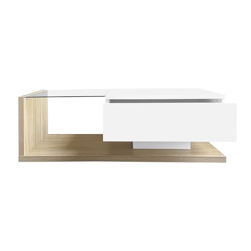 Table basse LED bois/verre trempé 105 cm 16 couleurs BTM