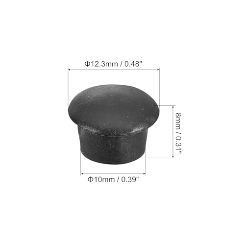 Image of uxcell 200Pcs Screw Hole Plugs, 10mm(3 /8 inch) Dia Plastic Snap in Shelf Button Flush Type Caps for Furniture Cabinet Cupboard, Black
