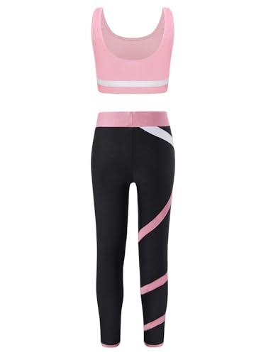 Kid Girls 2 Piece Dance Outfits Sports Bra Crop Tank Top Athletic Leggings Set Gymnastics Tracksuit2