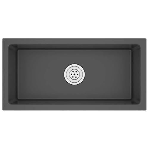 vidaXL Handmade Kitchen Sink Dining Room Plumbing Fixture Utility Waste Sink Under-Mount Kitchen Basin Black Stainless Steel