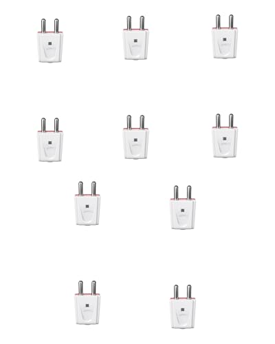Image of Fybros Melon 2 Pin Male Plug Top Adapter - White-Red (Pack of 10) Made in India