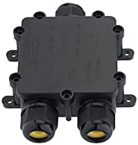 IP68 External/Outdoor Waterproof Junction Box,3-Way Cable Connector, 3-Way Cable Connector Wire Electrical Junction Box For 5mm-15mm Diameter Cable,Black Plastic Armoured Cable Connector - 3REE
