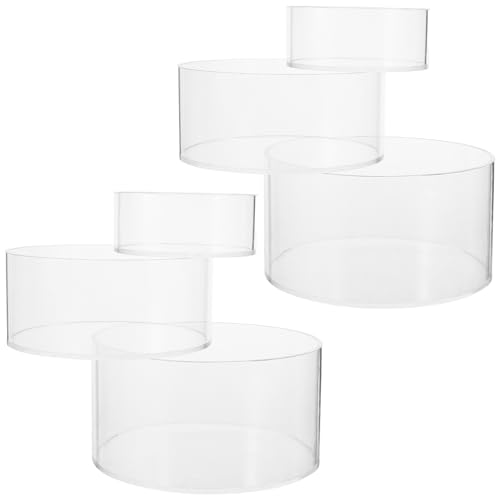 Expositor de acrílico transparente BESTYASH de 6 piezas redondo para joyas y comida de boda 2