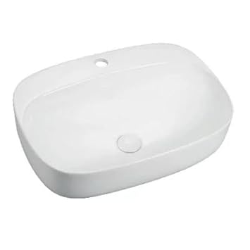 PARRYWARE AQUILINE Series Table Top WASH BASIN (White) With Faucet Hole | 490x445x145mm, Rectangle | Ceramic Basin/Sink for Bathroom, Living Room | Table/Counter Top | C890846