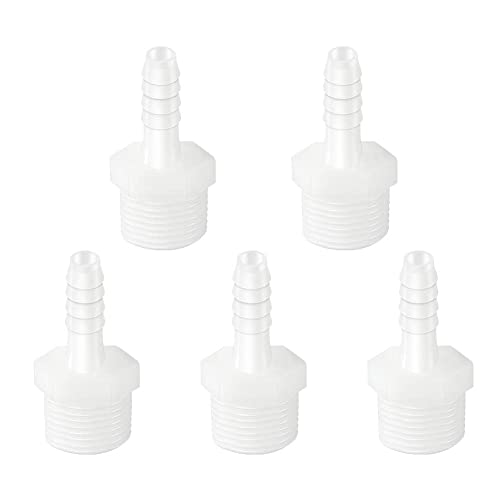 Quickun Plastic Hose Barb Fitting, 3/8 Barb To 3/4 Male Thread White Adapter