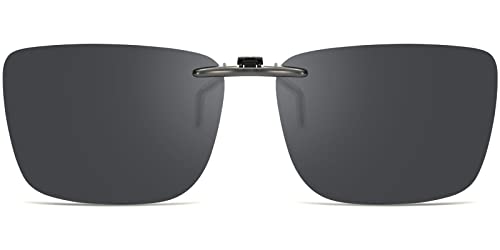 CAXMAN Kids Clip On Sunglasses for Boys and Girls Polarized Over Prescription Glasses Compact Fit Non-Flip up Grey Lens 57 * 42mm