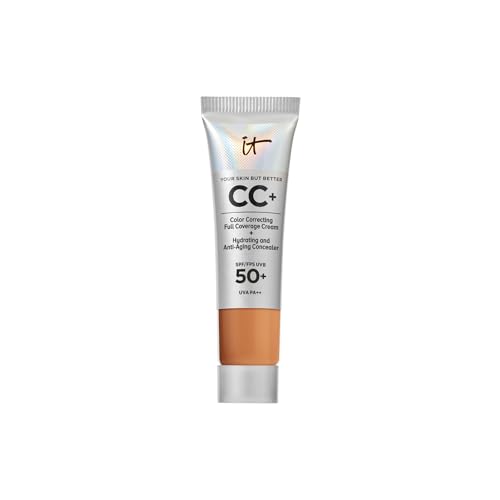 iT Cosmetics CC+ Cream SPF 50+ Travel Size Full-Coverage Colour Correcting Foundation, Hydrating Skincare, Hyaluronic Acid & Niacinamide, Radiant Finish,12ml