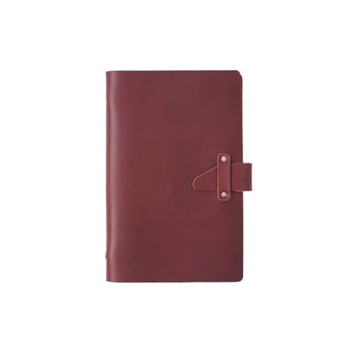 Agenda et journal intime cuir A6 rouge avec bloc-notes quadrillé rétro