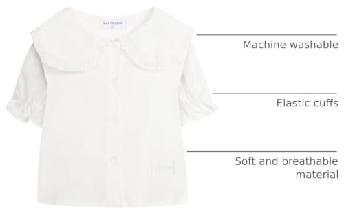Image of Mud Kingdom Little Girls Peter Pan Collar Blouse Cotton Short Sleeve Button Up