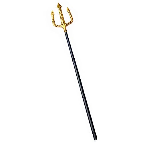 Miokkley Trident Spear Toy 53 Inch Gold Poseidon Trident Plastic Halloween Costume Prop Adult Kids Role Play