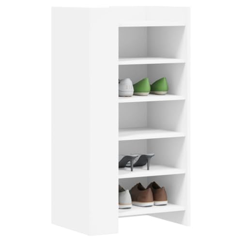 Armoire à chaussures blanche 52 cm meuble rangement angle bois