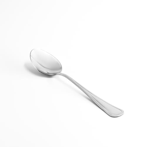 Zanetti Set 12 Cucchiai da tavola in acciaio inox 18/C, modello Leonardo, confezione da 12 pezzi, made in Italy
