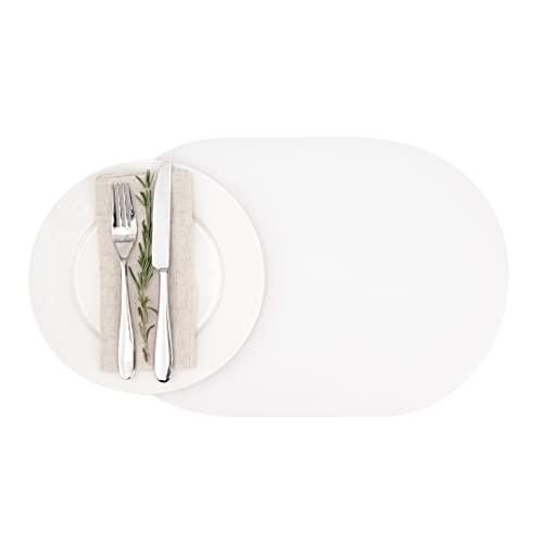 Restaurantware Oval White Vinyl Placemat - Embossed - 16" x 12" - 6 Count Box