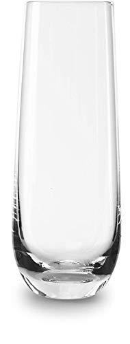 Circleware Chantal Stemless Champagne Flute Glasses Set of 4 Elegant All-Purpose Wine Drinking Glassware Beverage Cups for Water Juice Beer Liquor Whiskey Home Bar Decor 105 Clear