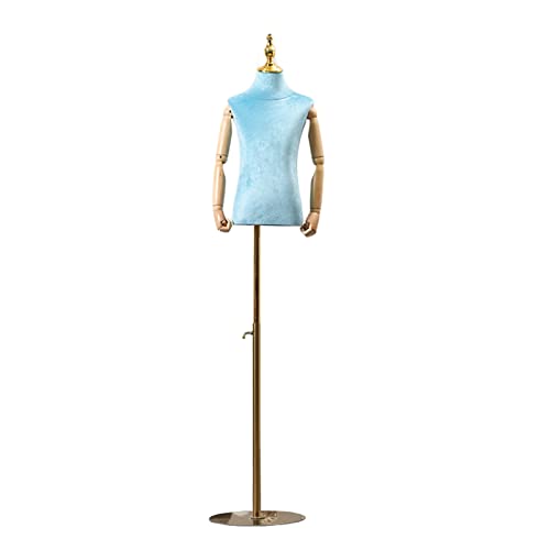 Child Mannequin Torso Body, Adjustable Height Dress Form with Wooden Arms, Dummy Model for 2 8 Years Old Kids Clothing Display, 6 Colors (Light Blue 4