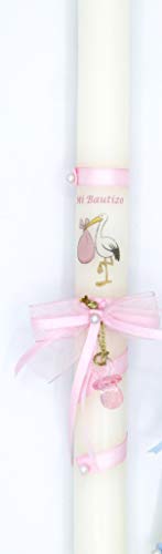 Velas Pin�art Vela DE Bautizo 32 CIG�E�A - Vela peque�a Medidas 30x2 cm (cig�e�a-rosa32)