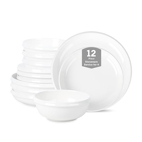 Stone Lain Verso 12-Piece Dinnerware Set Porcelain, White