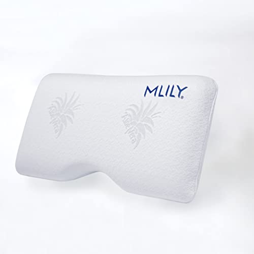 MLILY Side Sleeper Pillow, Cervical Serenity Pillow for Neck Pain, Bamboo Charcoal Infused Memory Foam Pillow, Aloe Vera Skin Friendly, Medium Firm, Queen