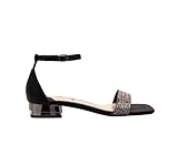 Lady Couture Doris Metallic Heel Flat Sandal, Black, 8