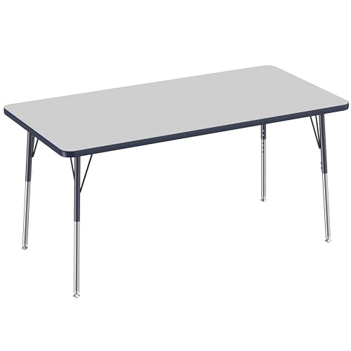 FDP 30" x 60" Rectangle Table with Swivel Glide Legs - Gray/Navy