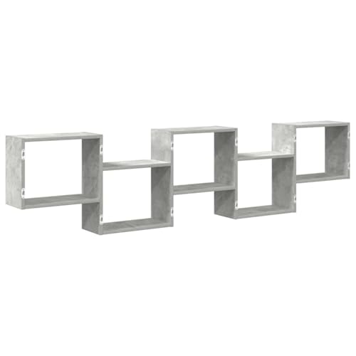 Étagère cubique en bois gris béton avec 5 compartiments stables - 7