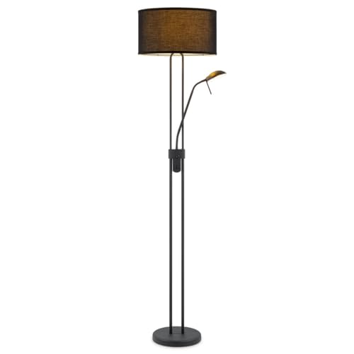 Home Sweet Home Deckenfluter mit Leselampe Dimmbar - Stehlampe Wohnzimmer Schwarz, 170cm LED Stehleuchte mit Stoffschirm, inkl. E27& G9 Leuchtmittel, für Büro & Schlafzimmer