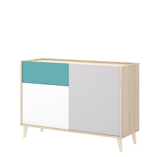Mobelcenter-Mueble-Aparador-Nova-2-Puertas-1-Cajon-Buffet-Moderno-Armario-Auxiliar-Comedor-Color-Blanco-Natural-Esmeralda-y-Gris-Medidas-Ancho-105-cm-x-Fondo-43-cm-x-Alto-75-cm-1342