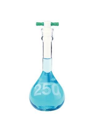 Kimble 92812F-200 KIMAX Volumetric Flask with Color Coded PTFE Stopper, Wide Mouth, Class A, 200ml, Pack of 6