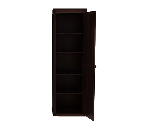 Image of Sheesham Wood Wooden Single Door Wardrobe Organizer for Clothes | - Solid Wood Almirah with 5 Shelves - Cupboard for Large Bedroom (Design 14)
