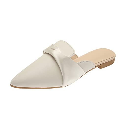 Chaussures mules plates en cuir PU de qualité supérieure et style noué raffiné