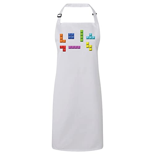 Tablier Cuisine Blanc Blocks Retro Gaming coton premium style arcade vintage 1980