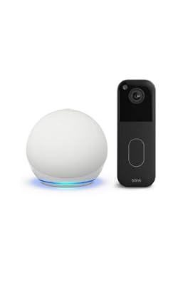 Amazon Echo Dot (newest model) Vibrant Speaker for Alexa+ & Blink Video Doorbell Head-to-toe HD with two-year Battery Life Bundle