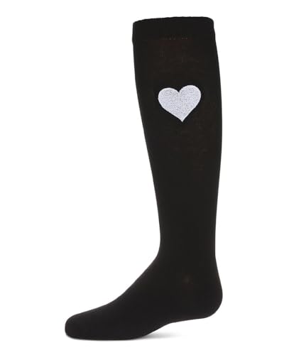 MeMoi Girls Cotton-Rich Fuzzy Heart Embellished Knee Sock