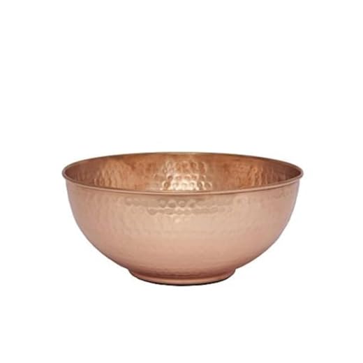 GoCraft Pure Copper Mixing Bowl with Hammered Finish for Salad, Egg Beating, Decorative & Kitchen Serving Purposes - 7.5" (Medium)