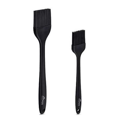 HOTEC Basting Brushes Silicone Heat Resistant Pastry Brushes Spread Oil Butter Sauce Marinades for BBQ Grill Barbecue Baking Kitchen Cooking BPA Free Dishwasher Safe (Black 2)